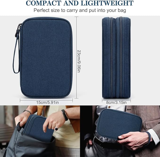FYY Electronic Organizer, Travel Tech Pouch Bag, Large, Navy