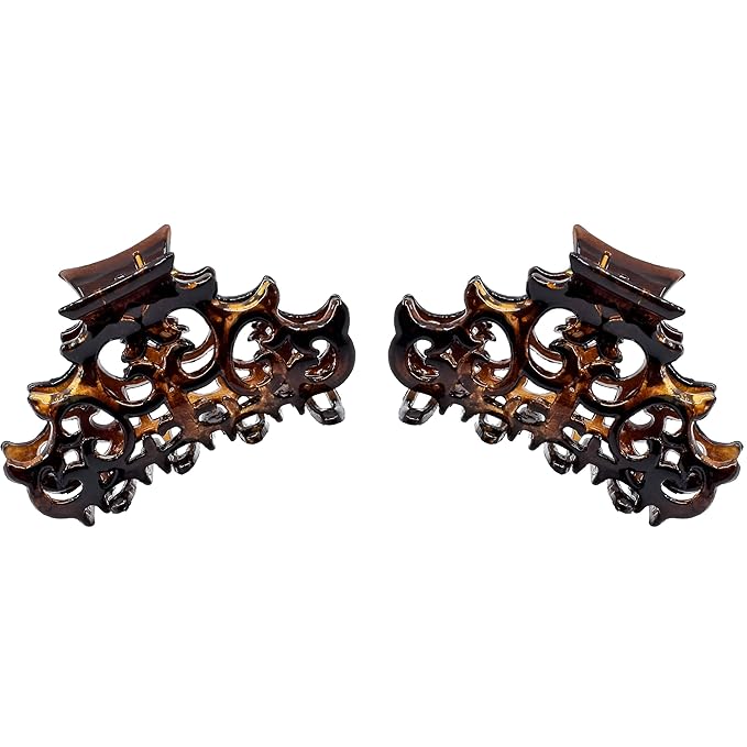 Camila Paris NV118/2 French Hair Clip for Women, Set of 2 Tortoise Shell Small Girls Hair Claw Clips Jaw Fashion Durable Styling Hair Accessories for Women, Strong Hold No Slip Grip, Made in France
