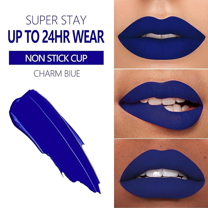 MAKI YIKA Dark Blue Lipstick Liquid for Women Color Stay Long Lasting Lipsticks