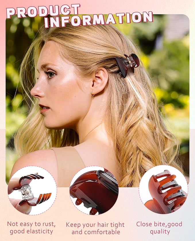CHLINS 12 Pcs Small Hair Clips for Women, Cute Acrylic Mini Claw Clips Accessories for Thin Fine Hair, Non-Slip Little Jaw Clamps for Half Updo Styling & Bangs