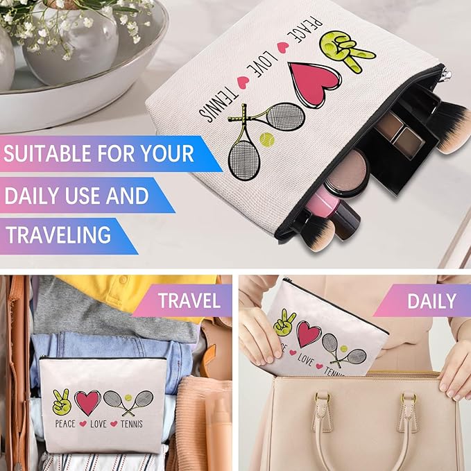 CEASQVAA Tennis Gifts Tennis Makeup Bag Pouch, Inspirational Tennis Gifts for Women, Gifts for Tennis Lovers Players Birthday Gift for Coach
