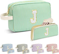 DOSUKE Travel Makeup Bag Christmas Gifts for Women Girl Teens, Personalized Initial Makeup Bag for Cute Teen Girls, Preppy Stuff Toiletry Bag Cosmetic Bag, Teen Girls Gift Trendy Stuff, Letter J