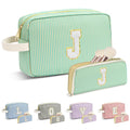 DOSUKE Travel Makeup Bag Christmas Gifts for Women Girl Teens, Personalized Initial Makeup Bag for Cute Teen Girls, Preppy Stuff Toiletry Bag Cosmetic Bag, Teen Girls Gift Trendy Stuff, Letter J
