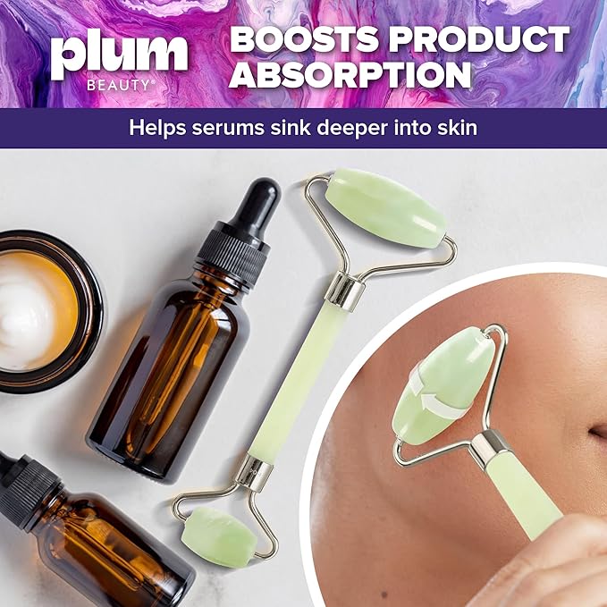 Plum Beauty Jade Roller - Face Roller, Gua Sha Facial Tools, Pack of 1