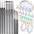 FANDAMEI Nail Art Brushes, Nail Art Tools, Nail Design Tools, Nail Brush Set With Nail Stand, Nail Holder For Painting Nails, 11PCS Nail Brushes For Nail Art, 5PCS Nail Dotting Tool, Nail Art Palette