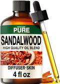 100% Pure Sandalwood Oil - 4 Fl Oz Sandalwood Essential Oil for Hair, Skin, Diffuser, Aromatherapy & DIY Soap Making Scent