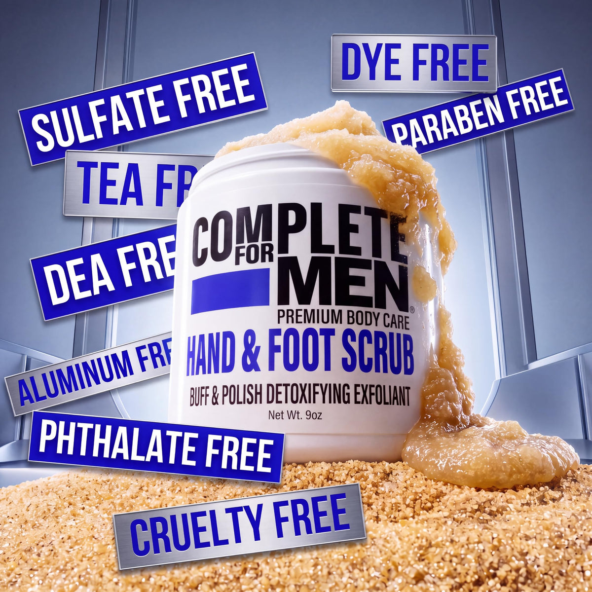 COMPLETE FOR MEN - Hand and Foot Scrub: Exfoliating Feet, Hand Exfoliant, Sugar Scrub for Dry Skin, Moisturizing Rough Skin Remover, Ideal for Hands and Feet Care, Scrub for Men