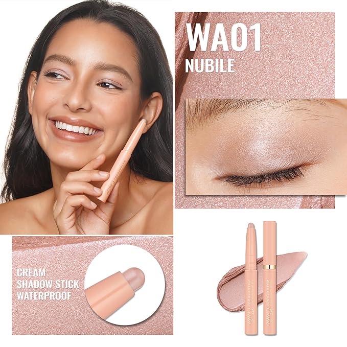 Oulac Matte Nude Eyeshadow Stick – Creamy Waterproof Twist-Up Crayon, Long Lasting Vegan & Cruelty-Free Eye Makeup, 1.25g, WA01 Nubile