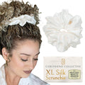 Curlfriend Oversized Mulberry Silk Scrunchies for Women, XL, White