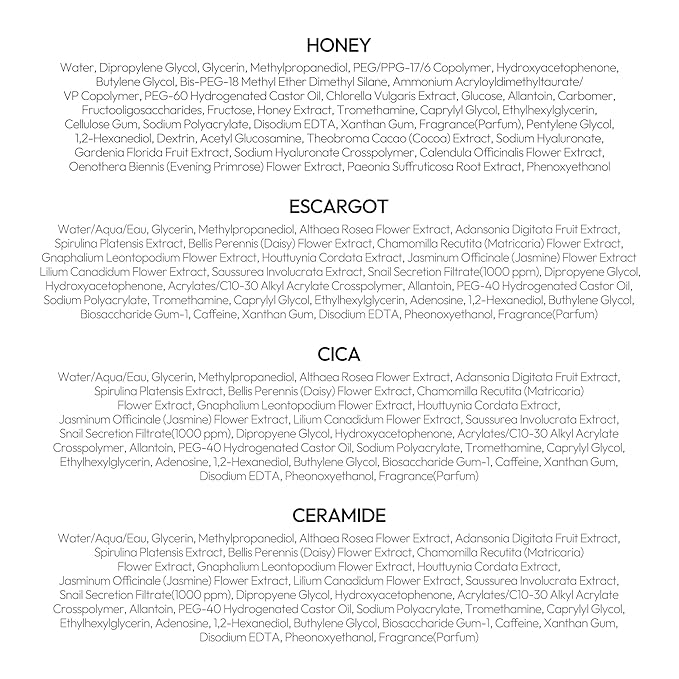 LAPCOS K Beauty Skin Barrier Repair Sheet Mask Variety Pack - Escargot, Cica, Ceramide, Honey - 4 Types of K Beauty Face Mask Set to Hydrate & Soothe - Breathable Sheet Korean Skin Care (Pack of 12)