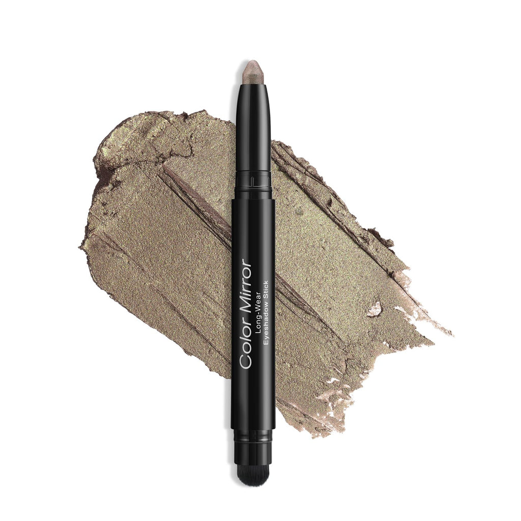 Color Mirror Cream Waterproof Hypoallergenic Eyeshadow Stick, long wear Metallic Glitter Matte Eye Shadow Pencil With Makeup Brush, Eye Brightener, 56 Bronze Metallic