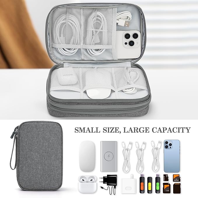 FYY Electronic Organizer, Travel Tech Pouch Bag, Large, Dark Grey