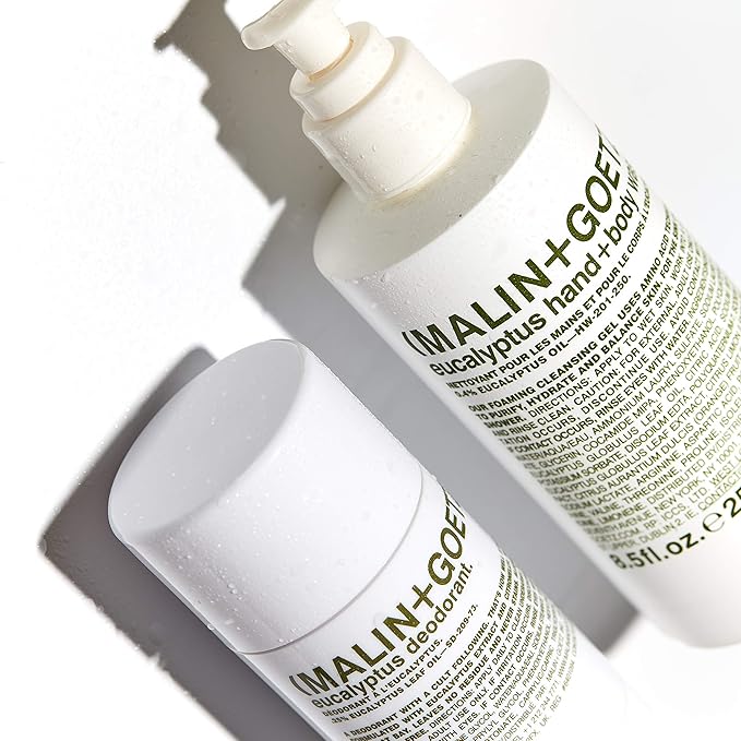 MALIN+GOETZ Hand + Body Wash | Gentle Foaming Cleanser with Botanical Extracts and Amino Acids | Hydrating, pH-Balanced, Unisex Scent | Vegan & Cruelty-Free (Eucalyptus, 8.5 Fl Oz)