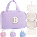 TOPEAST Bridesmaid Proposal Gifts - Bridal Shower Gifts, Hanging Toiletry Bag for Women, Personalized Travel Gifts for Women, Monogrammed Initial Toiletry Pouch Makeup Bag - Letter B, Purple