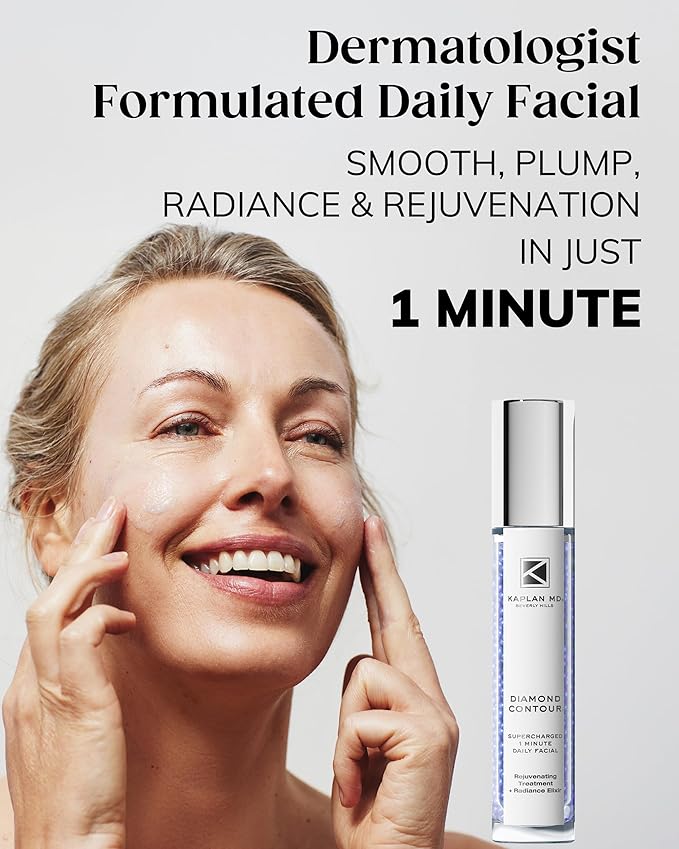KAPLAN MD Diamond Contour Supercharged 1 Minute Daily Facial - Anti-Aging Serum for Face with Exfoliating Crushed Diamonds & Fruit Enzymes - Radiant & Smooth Skin for Women of All Ages - 6.0 fl oz