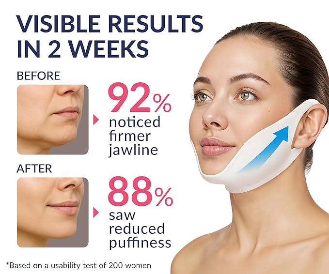 Stylia V Line Lifting Collagen Mask - Lift, Firm & Contour Jawline - Tightening Double Chin Strap with Hyaluronic Acid & Aloe - Neck Tightening and Lifting Mask - Jawline Shaper Face Lift Tape (10PC)