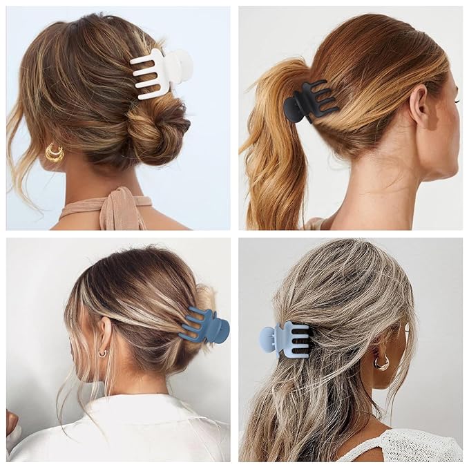 SMKSL Medium Hair Clips for Women 8 Pcs Small Claw Clips for Thin and Thick Hair 2 Styles Hair Claw Clips Combination Rectangle Banana Jaw Hair Accessories for Women and Girls (Blue)