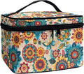 Drydeepin Boho Style Mandala Butterfly Pattern Travel Makeup Bags for Women Portable Tote Cosmetic Case with Carry Handle Toiletry Accessories Storage Organizer Bags