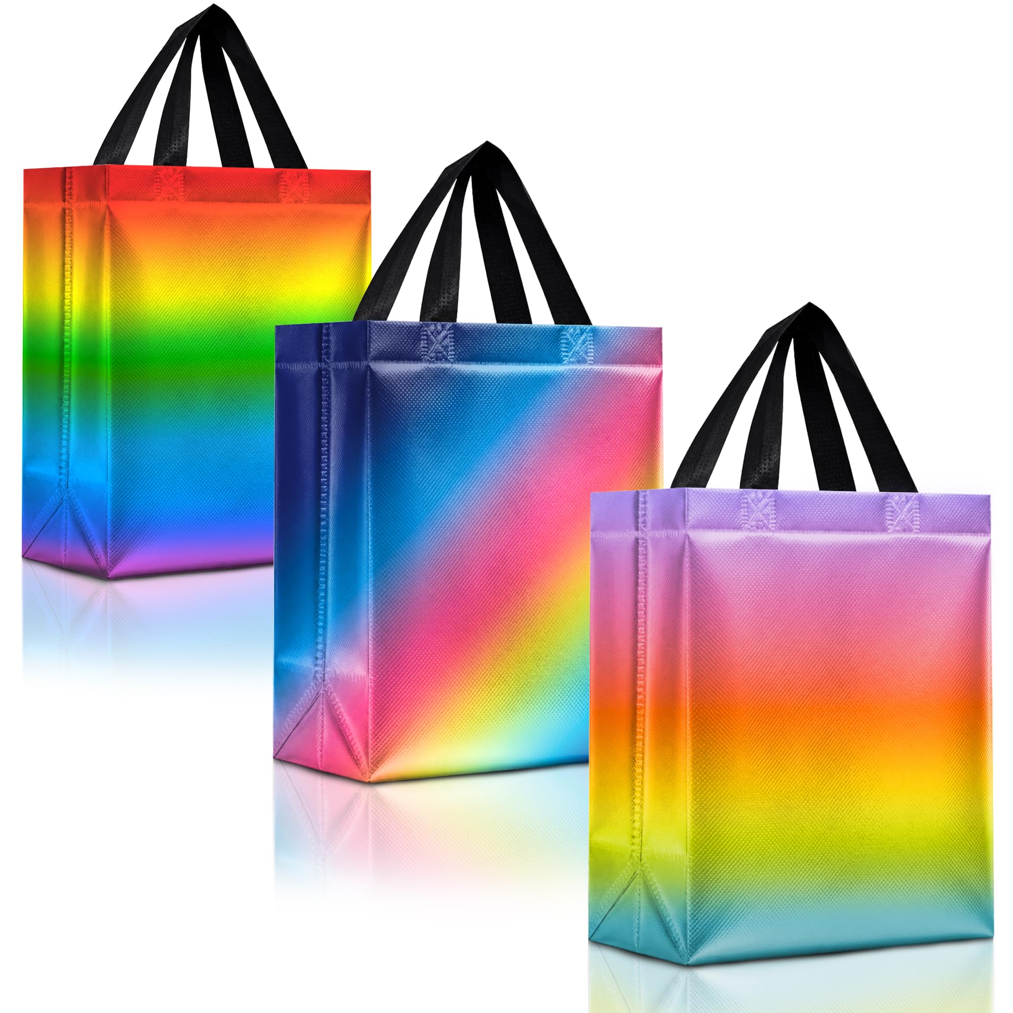 Nush Nush Medium Rainbow Gradient Mix Gift Bags, 8 x 4 x 10, Set of 12