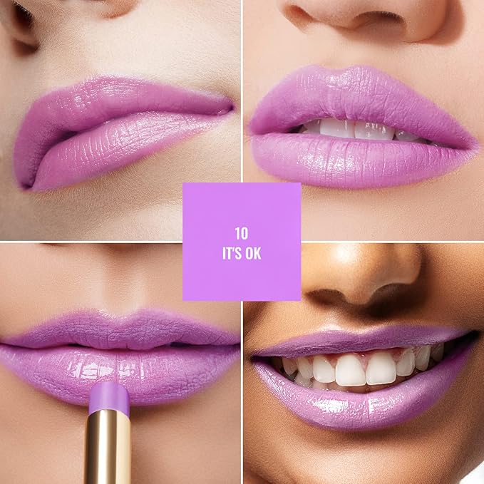 Oulac Pinky Purple Lipstick - Moisturizing Lip Stick Lavender Glossy Tinted Lip Balm, Sheer Shine Juicy Lip Gloss, Hydrating Formula for Dry Lip Care, Vegan Lipsticks Lilac G10
