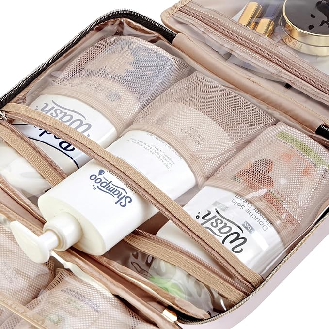 NISHEL Travel Toiletry Bag for women, Portable Hanging makeup Organizer