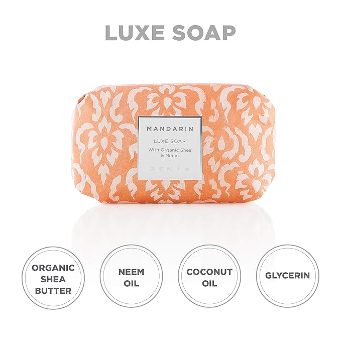 Zents Triple-Milled Luxe Bar Soap (Mandarin Fragrance) 5.7 oz