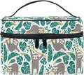 MNSRUU Makeup Bag, Cute Sloths And Tropical Palm Leaves Travel Makeup Organizer Bag Cosmetic Cases Toiletry Bags for Girl Women Ladies