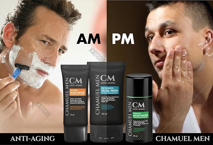 Mens Face Moisturizer Anti Aging - Aftershave for Men, Face Cream & Post Shave Lotion with Argan, Shea & Aloe - Daily Skin Care Balm for Dry, Oily & Sensitive Skin, 2.6 oz