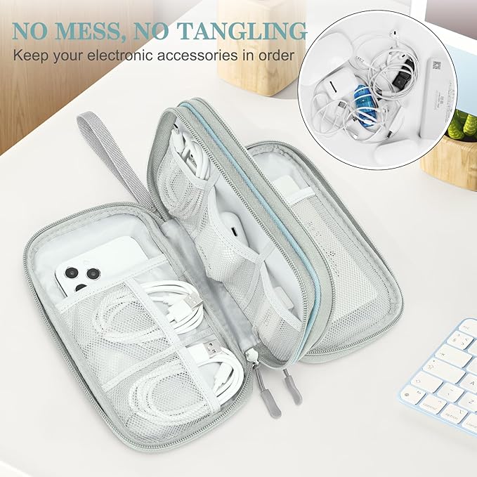 FYY Electronic Organizer, Travel Tech Pouch Bag, Medium, Mint Green