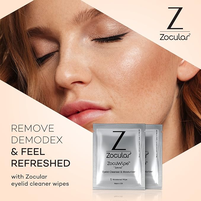 Zocular Zocuwipe Eyelid Wipes, Gentle Cleansing & Moisturizing, 30 Count