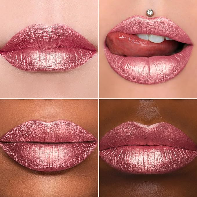 MAKI YIKA Pink Nude Lipstick for Women Metallic Pink Lipsticks Long Lasting