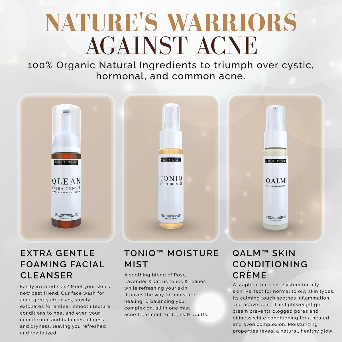 Noir D'or Acne Scar Treatment, Hyperpigmentation Treatment for Face, Normal to Oily Acne Skincare | Three Step Scar Repair Set for Acne Scars and Dark Spot Remover | Breakout Acne Treatment for Scars