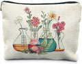 RYYCDOI Science Teacher Gifts Makeup Bag - Floral Beakers Cosmetic Pouch