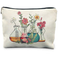 RYYCDOI Science Teacher Gifts Makeup Bag - Floral Beakers Cosmetic Pouch