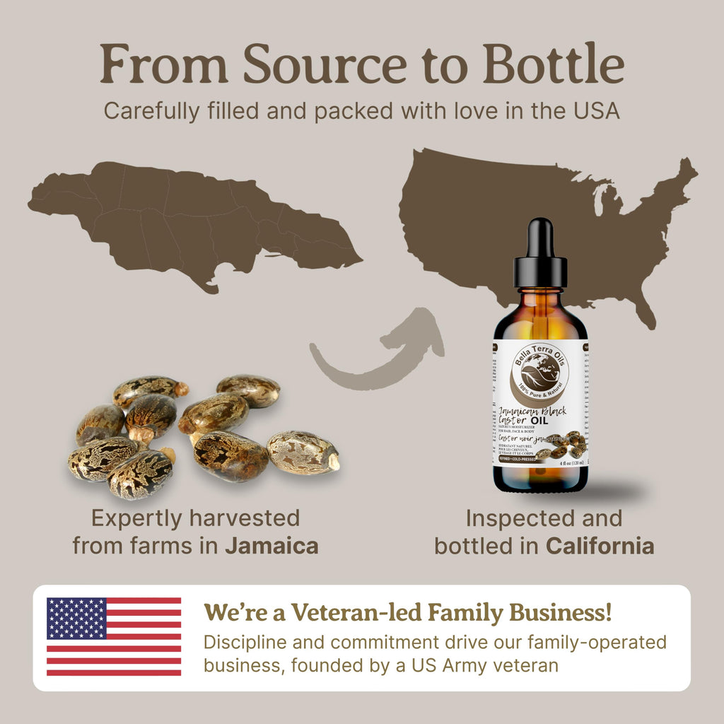 Bella Terra Oils - Jamaican Black Castor Oil 8 oz - Capturing the Essence of Nature, A Versatile Addition to Your Beauty Routine