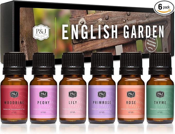 P&J Trading Fragrance Oils for Diffusers for Home English Garden Set Fragrance Scents for Candle Making - Soap Making - Car Diffuser Scents - Essential Home Gift Set - Fig, Honeysuckle Vine & More