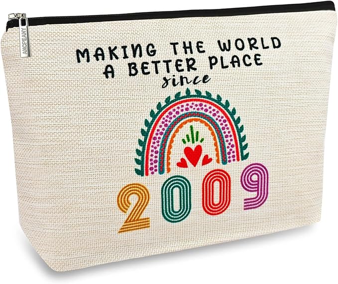 ancpeany 17th Birthday Decorations for Girls, 17th Birthday Gifts for Girls, Her, Teenage Girls, Sister, Daughter, Granddaughter, 2009 Funny 17 Year Old Girl Gift Ideas Makeup Bag, Cosmetic Travel Bag