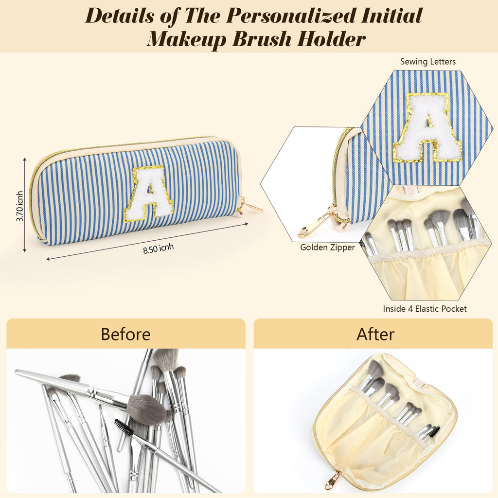 DOSUKE Travel Makeup Bag Christmas Gifts for Women Girl Teens, Personalized Initial Makeup Bag for Cute Teen Girls, Preppy Stuff Toiletry Bag Cosmetic Bag, Teen Girls Gift Trendy Stuff, Letter E