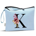 Vavabox A-Z Personalized Makeup Bag, Birthday Gifts for Women Mom, Gifts for Best Friend, Bride Bridesmaid Cosmetic bag (K, Blue)