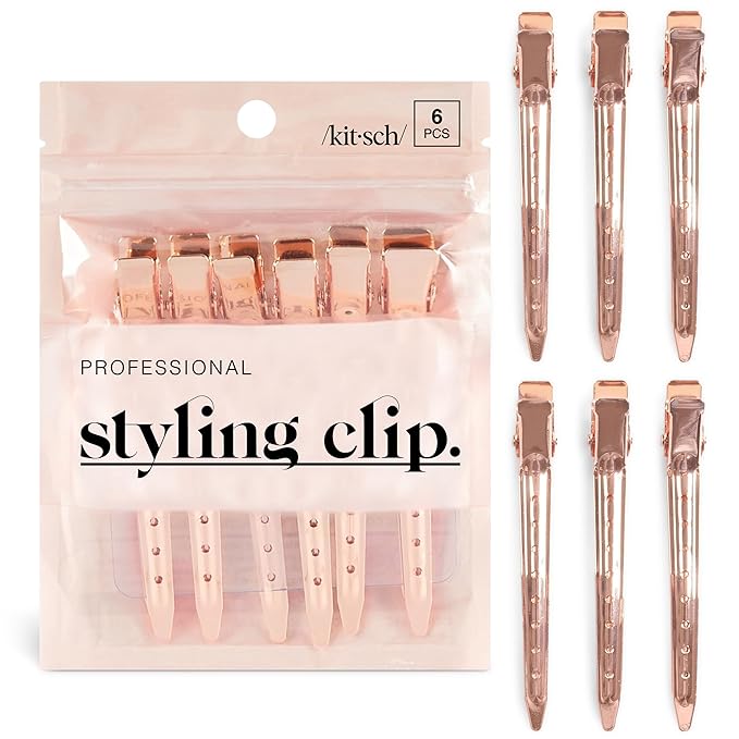 Kitsch Professional Alligator Clips - Rose Gold, 6 Pcs