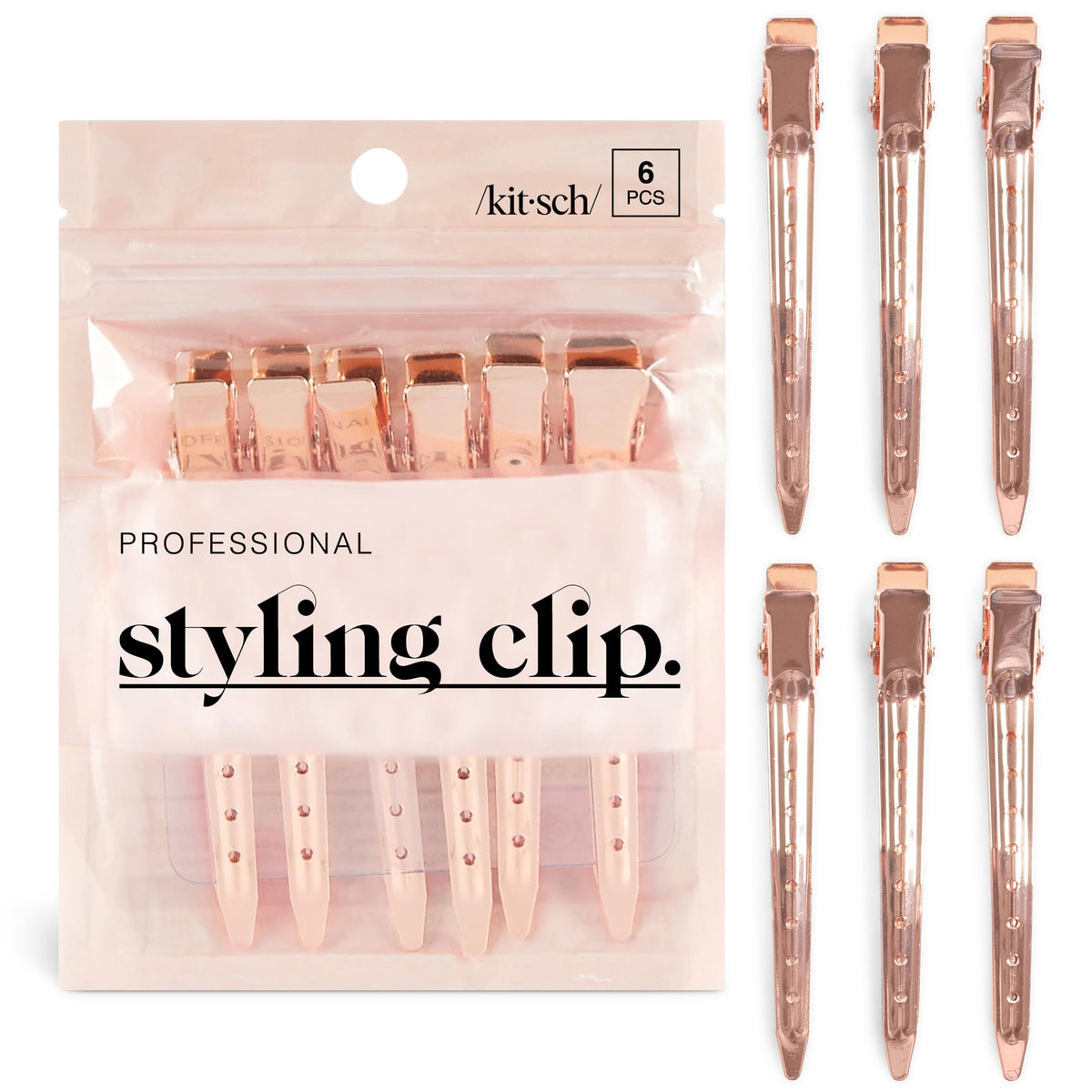 Kitsch Professional Alligator Clips - Rose Gold, 6 Pcs