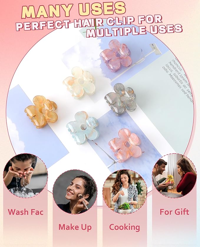 CHLINS 12 Pcs Small Hair Clips for Women, Cute Acrylic Mini Claw Clips Accessories for Thin Fine Hair, Non-Slip Little Jaw Clamps for Half Updo Styling & Bangs