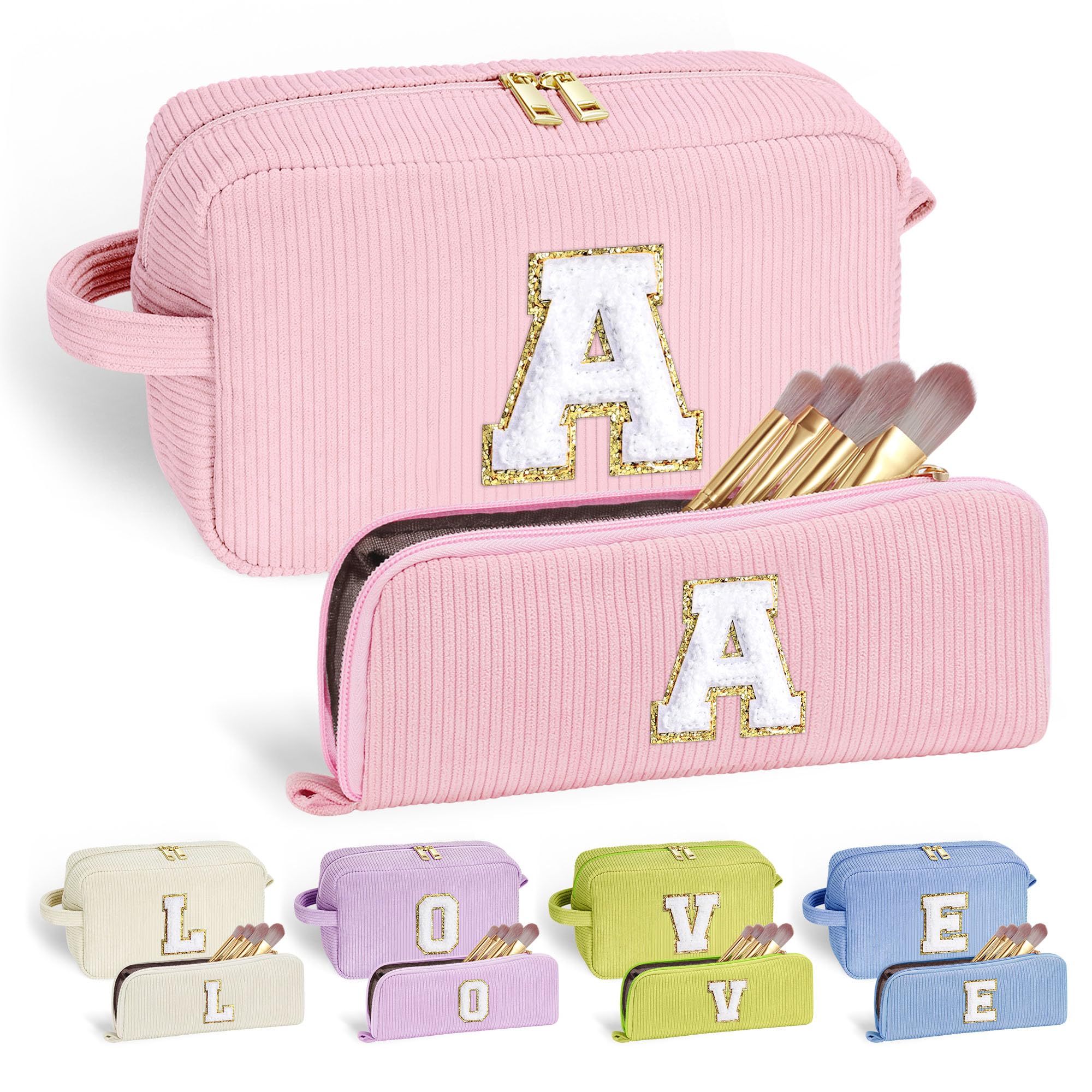 YOOLIFE Gifts for Women Birthday - Teen Girls Gifts for Daughter Sister | 11 12 13 14 15 16 Years Old Girl Gift, Teen Girl Gift Trendy Stuff Personalized Initial Makeup Bag Letter A