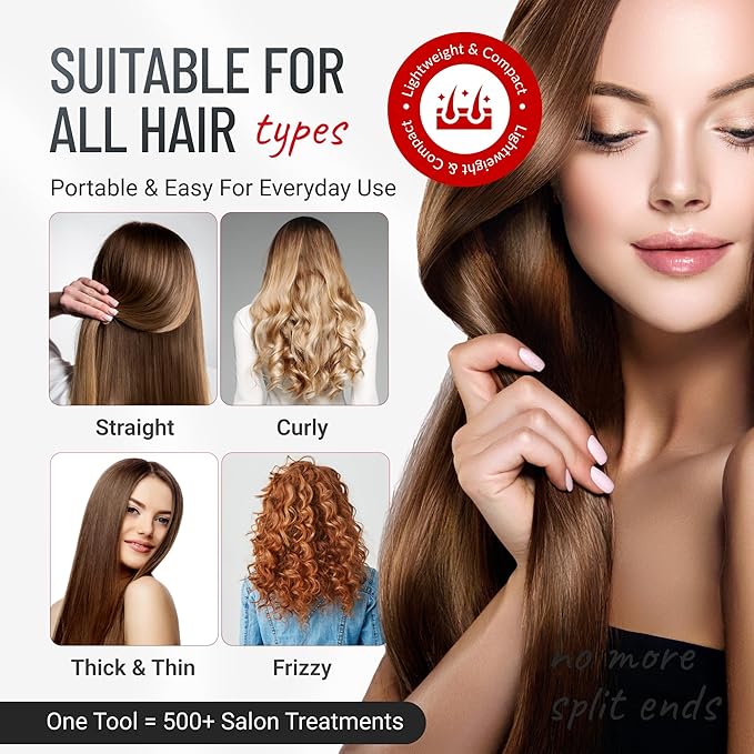 Split-Ender Mini 2 – Original Cordless Split End Hair Trimmer for Dry, Damaged, Brittle, Curly, Frizzy, or Straight Hair – Rechargeable Hair Clipper, Home Styling Tool for Split Ends (Black)