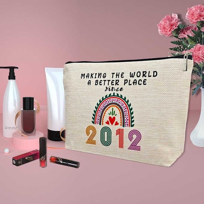 14 Year Old Girl Gift Ideas, 14th Birthday Gifts for Teenage Girls, Funny 2012 Birthday Decorations Makeup Bags for Her, Sister, Daughter, Niece, Cute Cosmetic Travel Pouch for Teen Girls Trendy Stuff