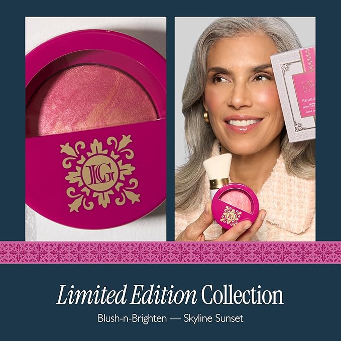 LAURA GELLER NEW YORK Baked Blush-n-Brighten for Mature Skin - 00 Skyline Sunset - Powder Blush Won't Settle into Fine Lines - Buildable Natural Finish – Longlasting Formula - Made in Italy