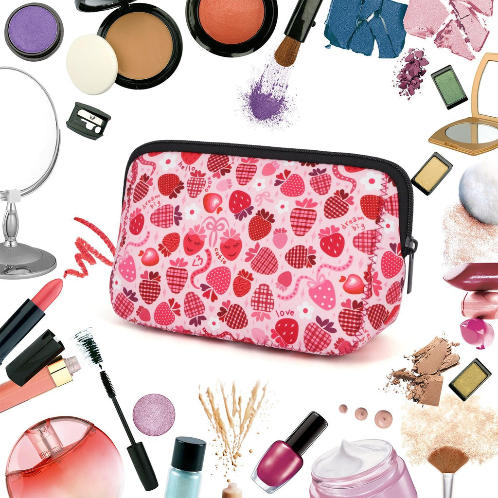 AJLTPA Waterproof Neoprene Cosmetic Bag, Black Checkerboard
