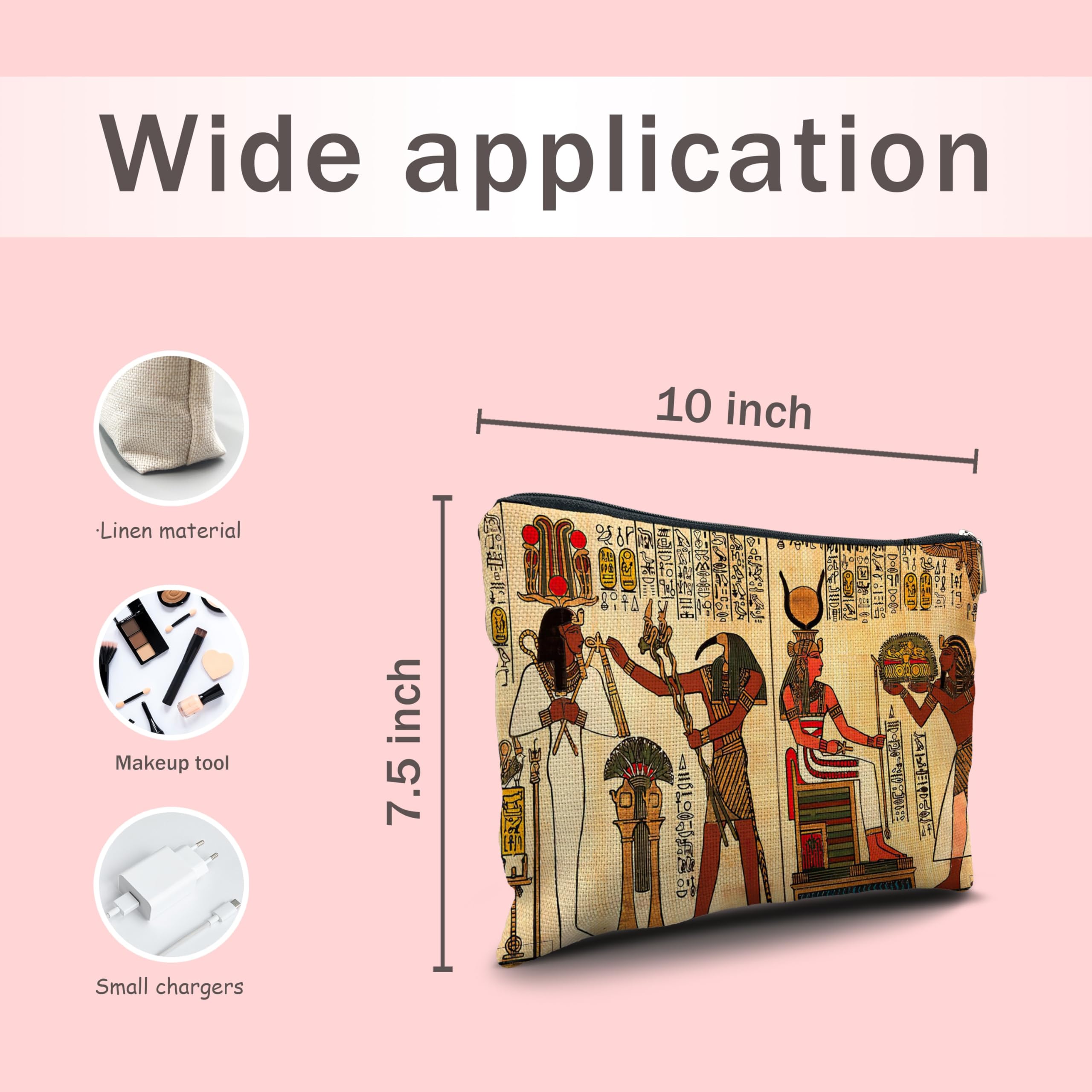 Nogrit Egyptian Gifts Makeup Cosmetic Bag Ancient Egypt Mythology Pharaoh God Hieroglyphs Makeup Travel Toiletry Bag,Gift for Egypt Lover Egyptian Decor