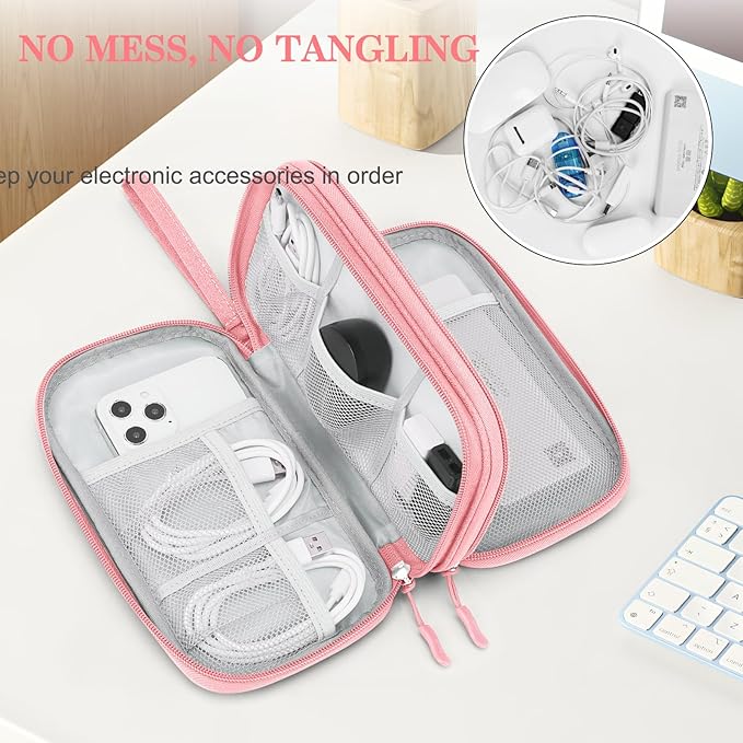 FYY Electronic Organizer, Travel Tech Pouch Bag, Medium, Pink