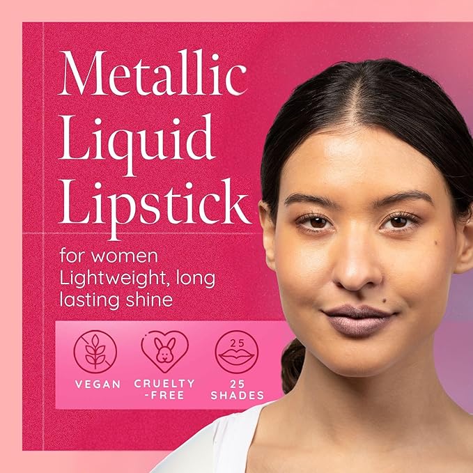 Aromi Brown Sugar Metallic Liquid Lipstick | Light Nude, Taupe Shade